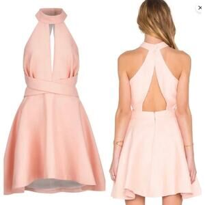 C/MEO Collective Women's M peach New Here Halter Cutout Fit & Flare mini dress